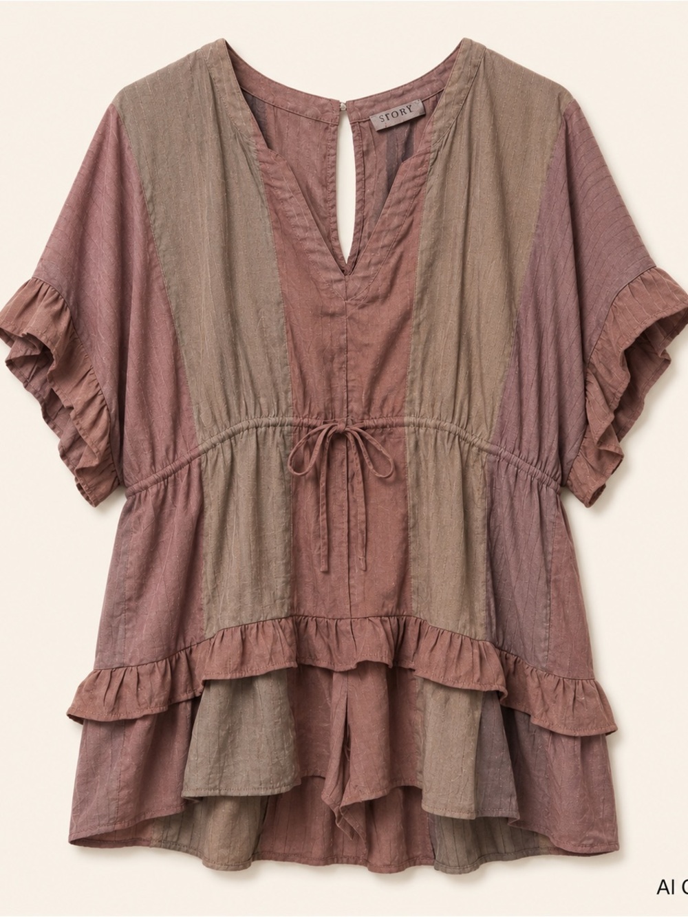 Storia Purple & Gray Short Flutter Romper - Picture 2 of 6